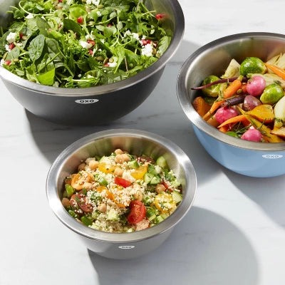 OXO 3pc Insulated Stainless Steel Mixing Bowl Set – Gray: Dishwasher-Safe, 5 Qt, 3 Qt, 1.5 Qt, Non-Slip Base - Image 5