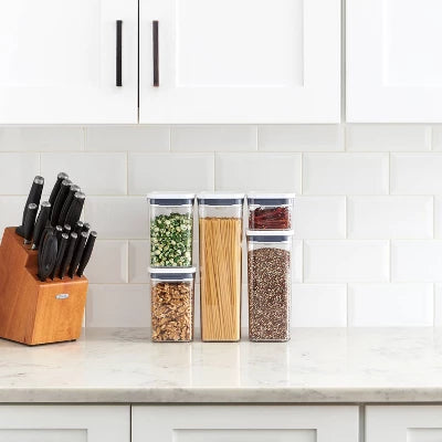 Alternative view of OXO POP 5pc Plastic Airtight Food Storage Container Set White