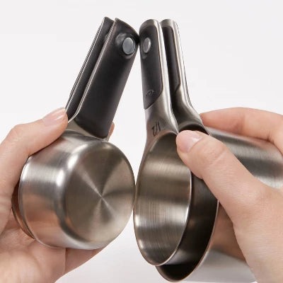 Alternative view of OXO 4pc Stainless Steel Magnetic Measuring Cups Set Black: Nesting Design, Dishwasher-Safe, Includes 1 Cup To 1/4 Cup