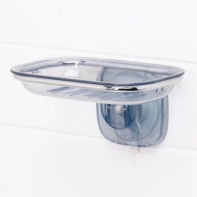 Alternative view of OXO Stronghold Suction Soap Dish: Stainless Steel & Plastic Shower Caddy, Clear, 7.8″ Width