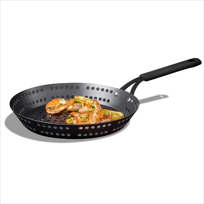OXO 12″ Steel BBQ Open Frypan With Silicone Sleeve Black - Image 3