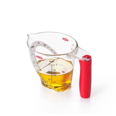 Alternative view of OXO 1Cup Angled Measuring Cup: Dishwasher-Safe Polypropylene, Clear & Red, Includes 1/8 To 1 Cup, Lifetime Warranty