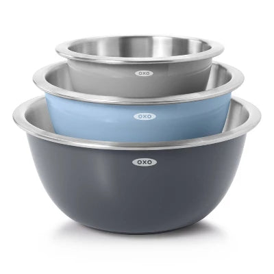 OXO 3pc Insulated Stainless Steel Mixing Bowl Set – Gray: Dishwasher-Safe, 5 Qt, 3 Qt, 1.5 Qt, Non-Slip Base - Image 8