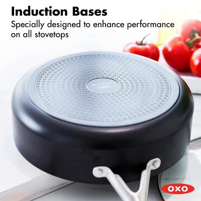Alternative view of OXO Agility Series 5qt Ceramic Nonstick Aluminum Saute Pan With Lid And Helper Handle Black: Dishwasher-Safe, Induction Compatible