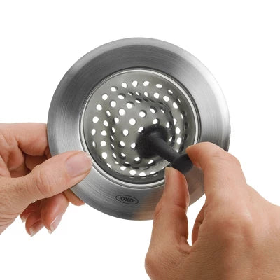 OXO Sink Strainer: Silicone & Stainless Steel, Kitchen Drain Catcher, Dishwasher-Safe, Black