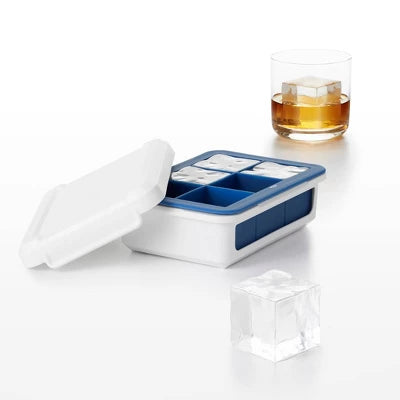 Alternative view of OXO Covered Ice Cube Tray Large Cubes: Silicone & Plastic, 6 Cavities, Dishwasher-Safe, Ice Mold With Lid