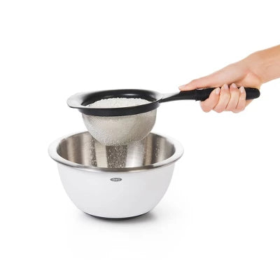 Alternative view of OXO 6″ Strainer: Stainless Steel Mesh For Tea, Baking, Rice, Dishwasher-Safe, Black Handle