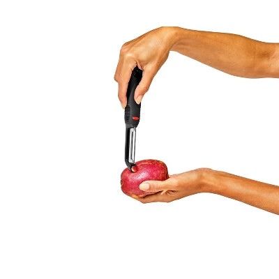 Alternative view of OXO Softworks Serrated Peeler: Stainless Steel Vegetable & Potato Peeler, Dishwasher-Safe, Black Handle, OXO Kitchen Tool