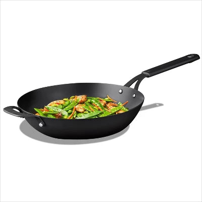 OXO 12″ Steel Open Wok With Silicone Sleeve Black - Image 5