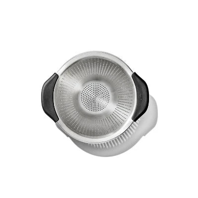 Alternative view of OXO 3Qt Stainless Steel Colander: Dishwasher-Safe Pasta Strainer, Light Silver, 9.6″ Width, 3Qt Capacity
