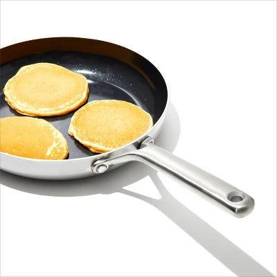 OXO 12″ Mira Tri-Ply Stainless Steel Non-Stick Open Frypan Silver - Image 4