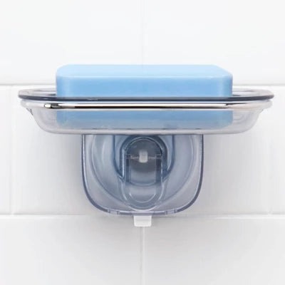OXO Stronghold Suction Soap Dish: Stainless Steel & Plastic Shower Caddy, Clear, 7.8″ Width