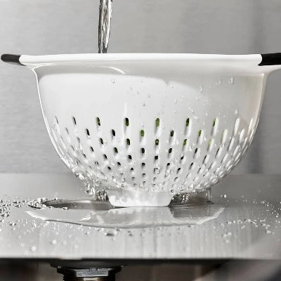 Alternative view of OXO Softworks Colander With Black Handles: 3 Qt White Plastic Strainer, Dishwasher-Safe Kitchen Drainer
