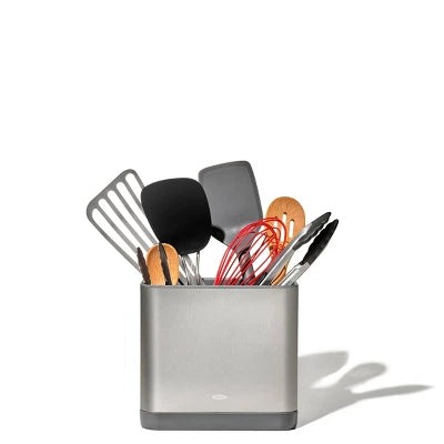 Alternative view of OXO Adjustable Stainless Steel Utensil Holder: Kitchen Utensil Caddy, Hand Wash, Silver, 7.3″ Height, 7.9″ Width