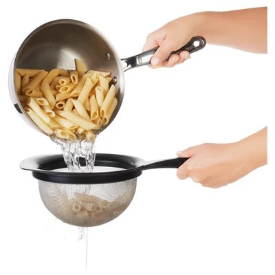 Alternative view of OXO 8″ Strainer: Stainless Steel Fine Mesh, Non-Slip Grip, Dishwasher-Safe, Large Hand Sifter For Baking & Rice