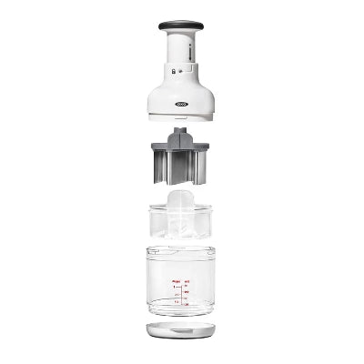 Alternative view of OXO Food Chopper White: Manual Vegetable & Onion Chopper Dicer, Stainless Steel Blade, Dishwasher-Safe, Includes Storage Container