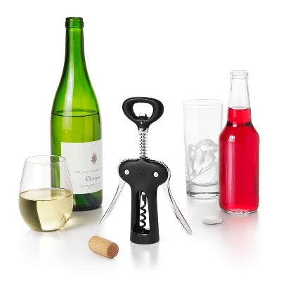 Alternative view of OXO All In One Winged Corkscrew: Manual Zinc Wine Bottle Opener, Hand Wash, Black