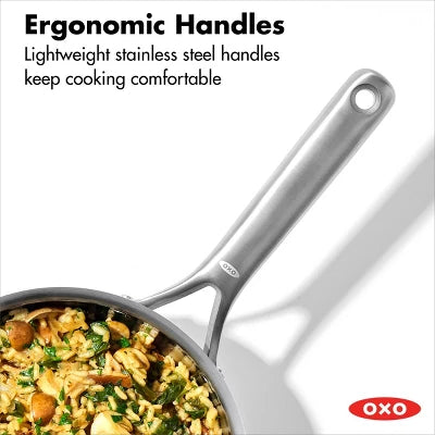 Alternative view of OXO Mira 3.57qt Tri-Ply Stainless Steel Multi Clad Chef’s Pan With Lid: Ceramic Nonstick, Dishwasher-Safe, Induction Compatible