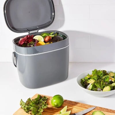 OXO 1.75g Plastic Easy Clean Compost Bin Gray: Indoor Kitchen Countertop Trash Can, 1.75 Gallon Capacity - Image 3