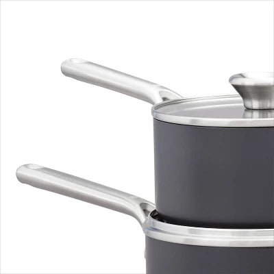 OXO 4pc Ceramic Pro Non-Stick Sauce Pan Set Gray: Aluminum Cookware, Dishwasher-Safe, Induction & Gas Compatible - Image 4