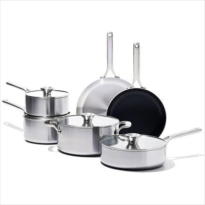 OXO 10pc Mira Tri-Ply Stainless Steel Cookware Set Silver: Dishwasher-Safe, Gas & Induction Compatible, UPC 885837031089 - Image 7