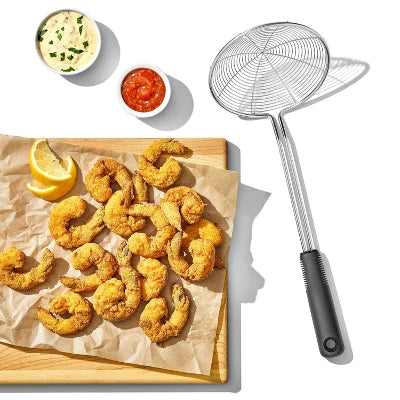 Alternative view of OXO Stainless Steel Scoop And Strain Skimmer Black: Dishwasher-Safe Skimmer Spoon, 14.6″ Length, 5.4″ Head Diameter
