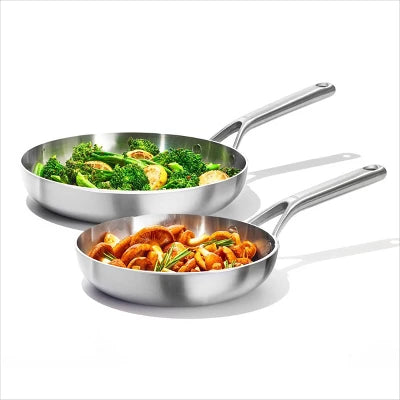 Alternative view of OXO 2pc Mira Tri-Ply Stainless Steel Frypan Set Silver: Cookware Set, Kitchen, Dishwasher-Safe, Gas & Induction Compatible
