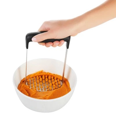 Alternative view of OXO Smooth Potato Masher: Stainless Steel & Plastic, Dishwasher-Safe, Black, Good Grips, Best Masher, 7.2″ Length