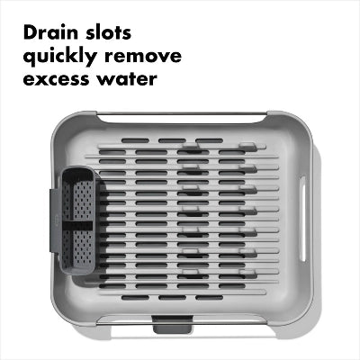 Alternative view of OXO Large Capacity Dish Rack: Gray Freestanding Polypropylene & Stainless Steel Drying Rack For Kitchen