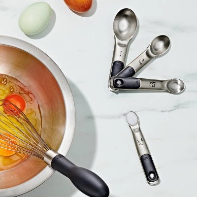Alternative view of OXO 4pc Stainless Steel Magnetic Measuring Spoons Black: Nesting Design, Dishwasher-Safe, Includes Teaspoon & Tablespoon
