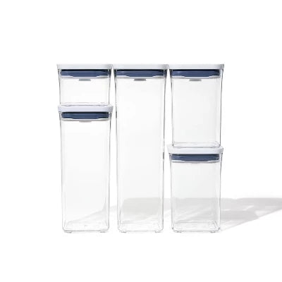 OXO POP 5pc Plastic Airtight Food Storage Container Set White