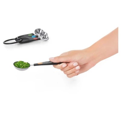 Alternative view of OXO Stainless Steel Measuring Spoons: 5-Piece Set, Dishwasher-Safe, Includes Teaspoon & Tablespoon, Black