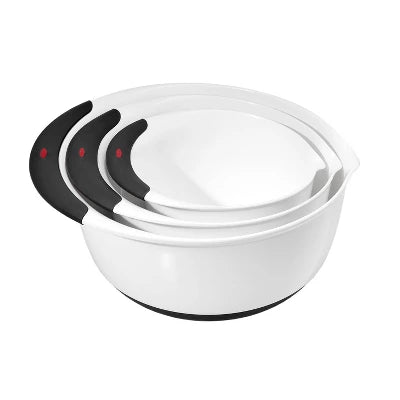 OXO 3pc Plastic Mixing Bowl Set With Black Handles: Dishwasher-Safe, 1.5, 3, 5 Qt. Bowls, Polypropylene, Black - Image 6