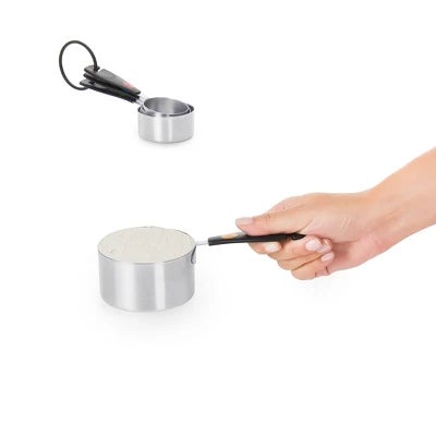 OXO Stainless Steel Measuring Cups: 5-Piece Set, Dishwasher-Safe, Black, Lifetime Warranty