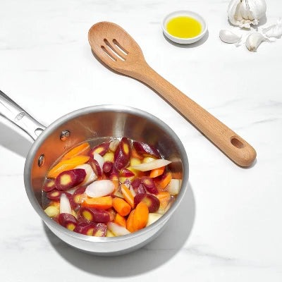 OXO 3pc Wooden Utensil Set: Turner, Spoon & Slotted Spoon For Cooking & Kitchen Use, Hand Wash, Adult, Brown - Image 3