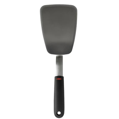 Alternative view of OXO Large Silicone Flexible Turner: Black Cooking Spatula, Dishwasher-Safe, Stainless Steel Handle, 13.3″ Length