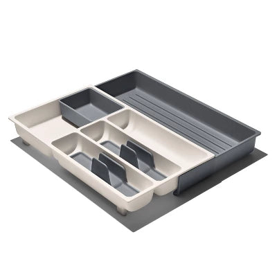 Alternative view of OXO Expandable Utensil Drawer Organizer: Gray Kitchen Storage, Hand Wash, TPE & Polypropylene, 16.35″ Depth, 9.91″ Width